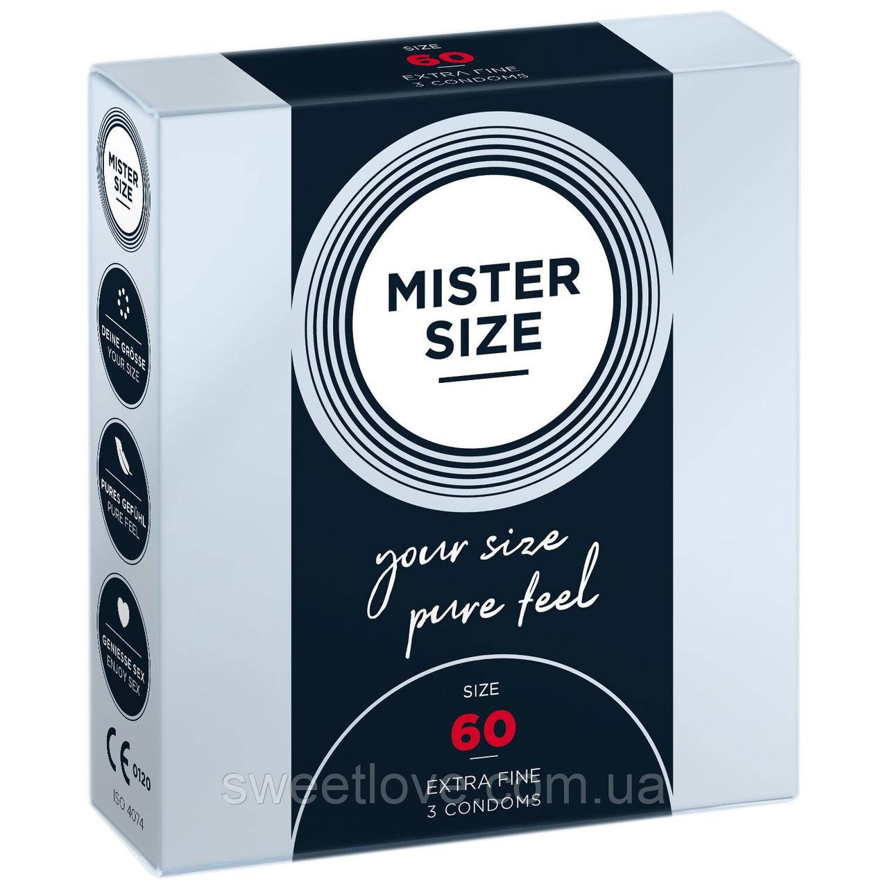 Презервативи Mister Size — pure feel — 60 (3 condoms), товщина 0,05 мм
