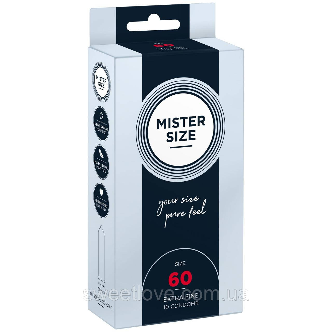 Презервативи Mister Size — pure feel — 60 (10 condoms), товщина 0,05 мм