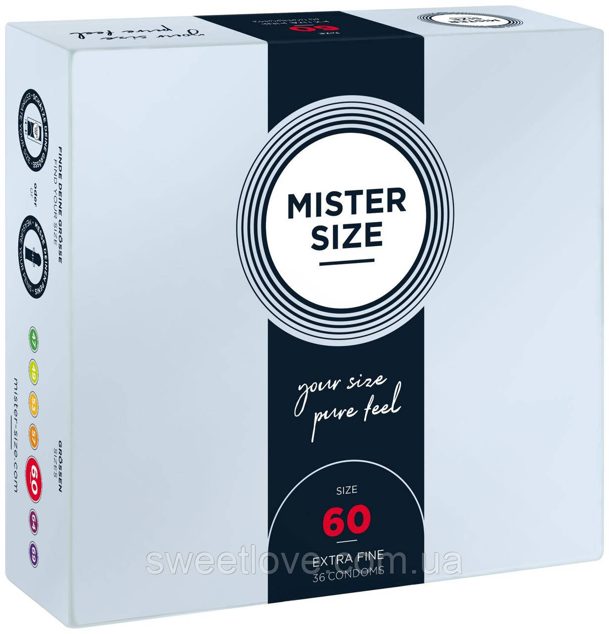 Презервативи Mister Size — pure feel — 60 (36 condoms), товщина 0,05 мм