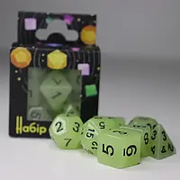 Набор кубиков белый - Glow in the dark 7 Dice Set - White