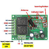 Бездротовий вимикач 2 канали на 6-30В 12В постійного струму Сухий контакт з пультом на 2 кнопки, фото 5