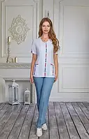 Женский медицинский костюм Весна белый с серым
