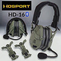 Военные наушники с креплением для шлема. Wosport HD-16 Bluetooth. Тактические наушники для стрельбы.