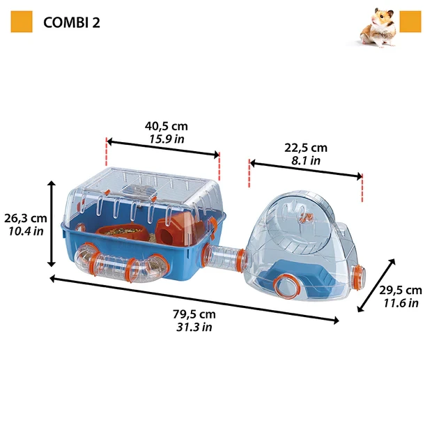 Клітка для хом'яків з міні спортзалом Ferplast COMBI 2 FUN 79.5 x 29.5 x 26.3 cm