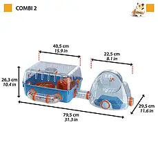 Клітка для хом'яків з міні спортзалом Ferplast COMBI 2 FUN 79.5 x 29.5 x 26.3 cm