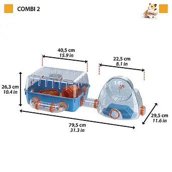 Клітка для хом'яків з міні спортзалом Ferplast COMBI 2 FUN 79.5 x 29.5 x 26.3 cm, фото 1