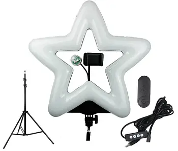 Кільцева LEDSLR лампа у формі Зірки RK52 на 47 см 45W зі штативом та тримачем для телефону