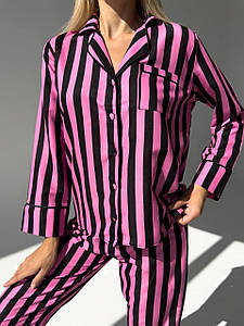 Стильна шовкова піжама сорочка та штани Victoria's Secret в полоску (Вікторія Сікрет)