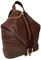 Рюкзак женский из натуральной плетеной кожи 29х35х13 см коричневый (ORA101)