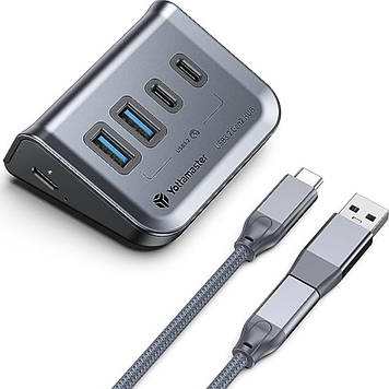 4-портовий USB-концентратор Type C та USB 3.2  Сірий