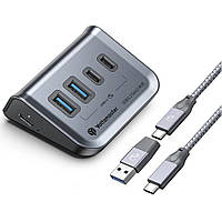 4-портовий USB-концентратор Type C та USB 3.2  Сірий