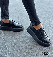 Туфли женские черные на платформе-Miranda на шнуровке натуральная кожа