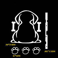 Наклейка на авто для заднего стекла Собака Белая