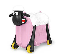 Детский чемодан розовый Барашек Шон на колесах для путешествий Детская ручная кладь 46х37х24