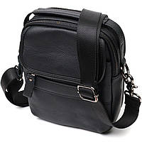Практичная мужская сумка на плечо из натуральной кожи Vintage 22147 Черная