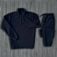 Мужской спортивный костюм флисовый теплый зимний осенний плюшевый Кофта + штаны черный топ качество