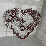 Монограма на весілля з ініціалами "Вензель" 55 см кольоровий, фото 2