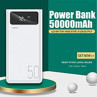 Повербанк REMAX RPP 50000 mah с быстрой зарядкой c LED фонариком лампой powerbank повер банк павер павербанк h