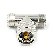 Сплітер антенний UHF Male (тато) на 2 Female (мама), трійник розгалужувач на 2 антени (SO-239, PL-259), фото 2