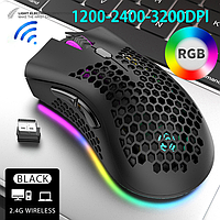 Беспроводная Игровая RGB Мышь K-Snake BM600 DPI 1200-3200 2.4G с подсветкой черная Код:DC08