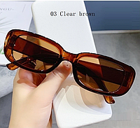 Классические прямоугольные солнцезащитные очки коричневые унисекс (женские, мужские) Код:DC08