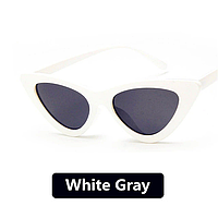 Солнцезащитные очки кошачий глаз белые унисекс (женские, мужские) Код:DC08