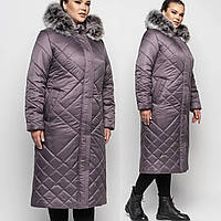 Женский длинный пуховик с натуральным мехом песца качество женское зимнее пальто больших размеров