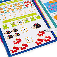 Гра з маркером Пиши та витирай "Готуємось до школи: Математика" Vladi Toys, 20 карток, 70 завдань, маркер (VT 5010-22), фото 3