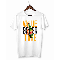 Футболка біла  з оригінальним принтом "Value beer time" Push IT