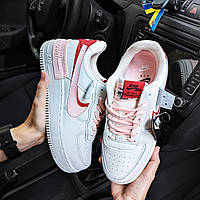 Женские кроссовки Nike Air Force 1 Shadow Beige Pink (Бежевые с розовым) Обувь Найк Аир Форс 1 кожа демисезон