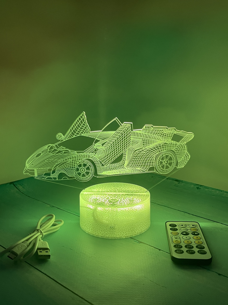 3d-лампа Ламборгіні, подарунок для фанатів спортивних автомобілів, світильник або нічник, 7 кольорів і пульт