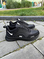 Мужская демисезонная обувь кожаная черная Найк. Кроссовки весна осень мужские черные Nike