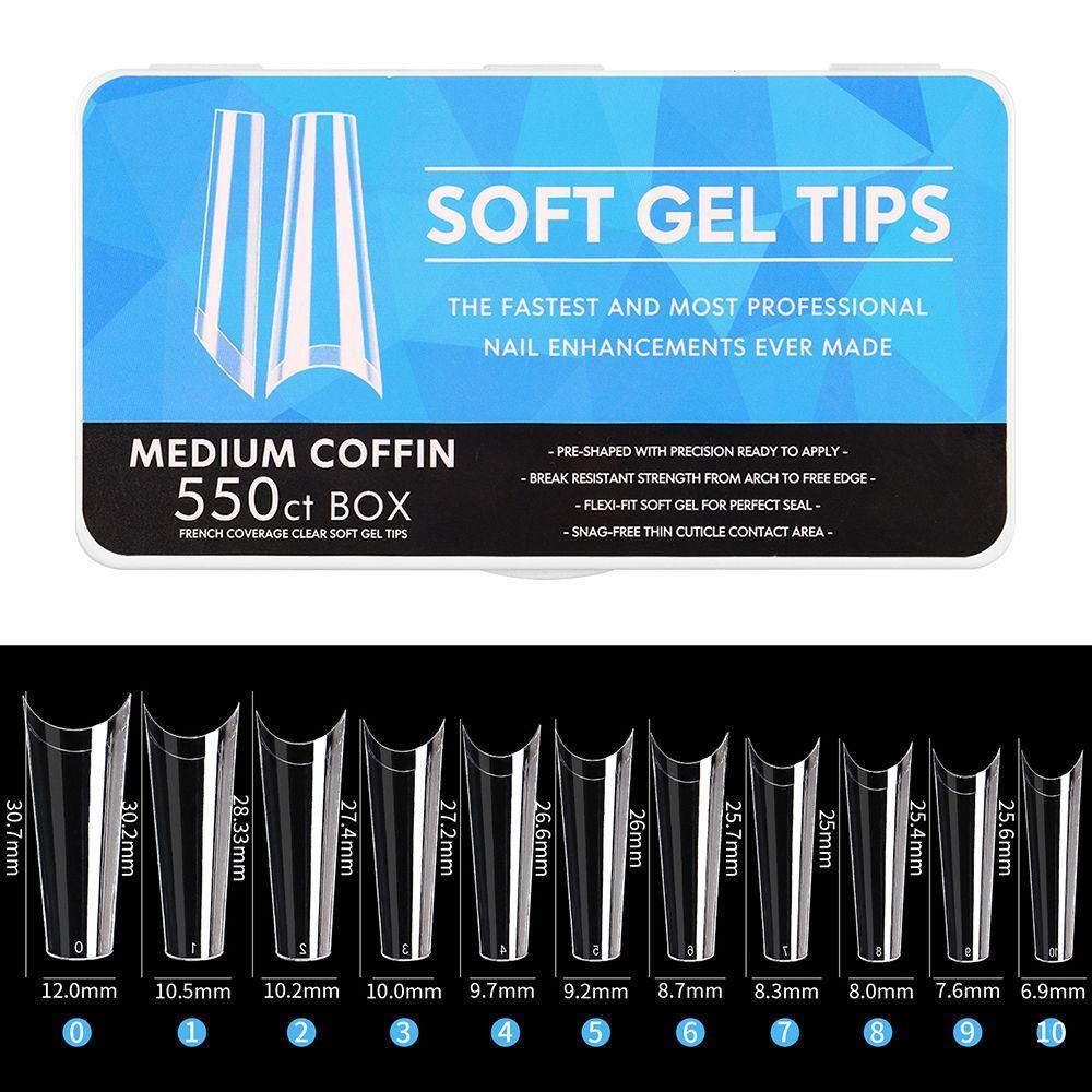 Гелеві типси арочна балерина, гелеві нігті для нарощування 550 шт Soft Gel Tips