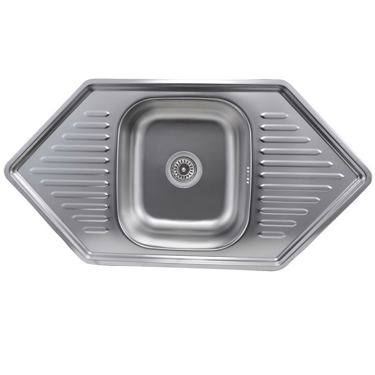 Мийка для кухні PLATINUM з нержавіючої сталі 950x500мм кутова 0.8мм PLS-A638, фото 1