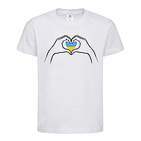 Белая детская футболка Я люблю Украину - сердце 2 (1-14-43-білий)