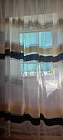 Фатиновая тюль полоска цвет коричневый Гардина горизонтальными полосками турецкая для кухни, детской, спальни