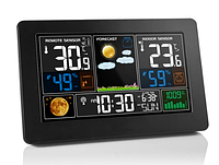 Цветная метеостанция FanJu FJ3378 будильник, часы, уличный барометр/гигрометр,USB-зарядка, беспроводной датчик