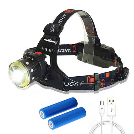 Ліхтар налобний Police BL-T105+COB, універсальний із зарядкою USB, з оптичним зумом, фото 2