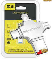 Флешка для айфона Адаптер IPhone MicroDrive 32Gb USB-накопитель USB3.0 iOS Micro Type-C Apple Lightning 4 в 1