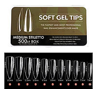 Гелевые типсы стилет, гелевые ногти для наращивания 500 шт Soft Gel Tips