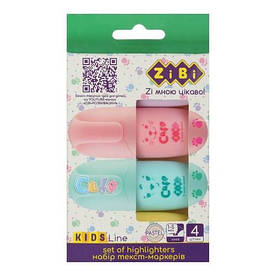 Маркери текстові ZiBi Cute Pastel  пастельні кольори, 4 шт