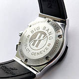 Чоловічий наручний годинник з кварцовим хронографом Hublot geneve (Хаблот) сріблястий з чорним - код 2267, фото 5