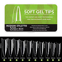 Гелевые типсы арочный стилет, гелевые ногти для наращивания 500 шт Soft Gel Tips