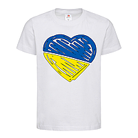 Белая детская футболка Люблю Украину - сердце патриота (1-14-45-білий)