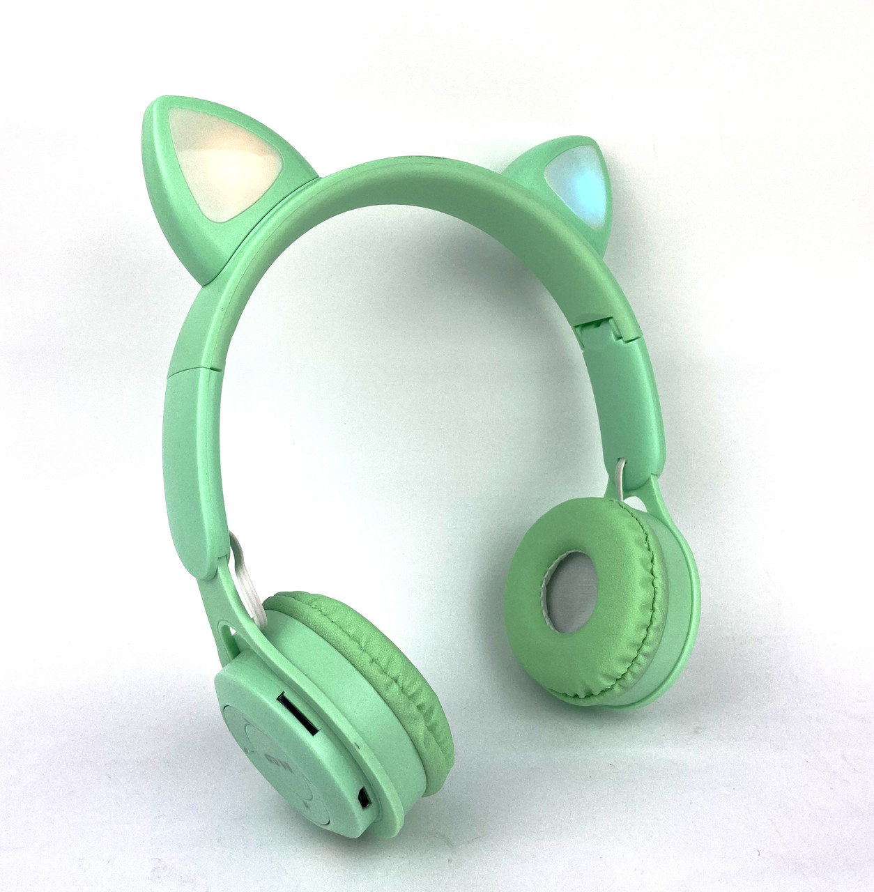 Дитячі Бездротові навушники LED з котячими вушками Wireless headSet Cat KWY-08 Зелені