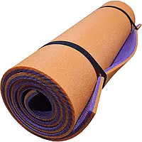 Каремат, коврик двухслойный универсальный для похода и туризма 1800х600х120 мм Оранжевый/Фиолетовый