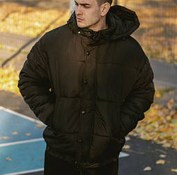 Зимова куртка чоловіча пуховик оверсайз тепла на силіконі Туреччина. Живе фото