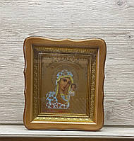 Ікона Богородиця Казанська в дерев’яному кіоті під склом
