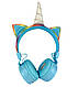 Дитячі Бездротові навушники LED UNICORN З ВУШКАМИ KB-1000 Блакитні, фото 4