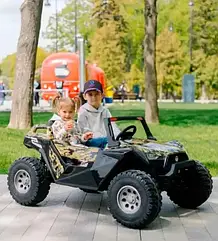 Двомісний дитячий електромобіль Джип 4х4 M 4170 EBLRS-18 (24 V), БАГГІ, колеса EVA, шкіряне сидіння, камуфляж